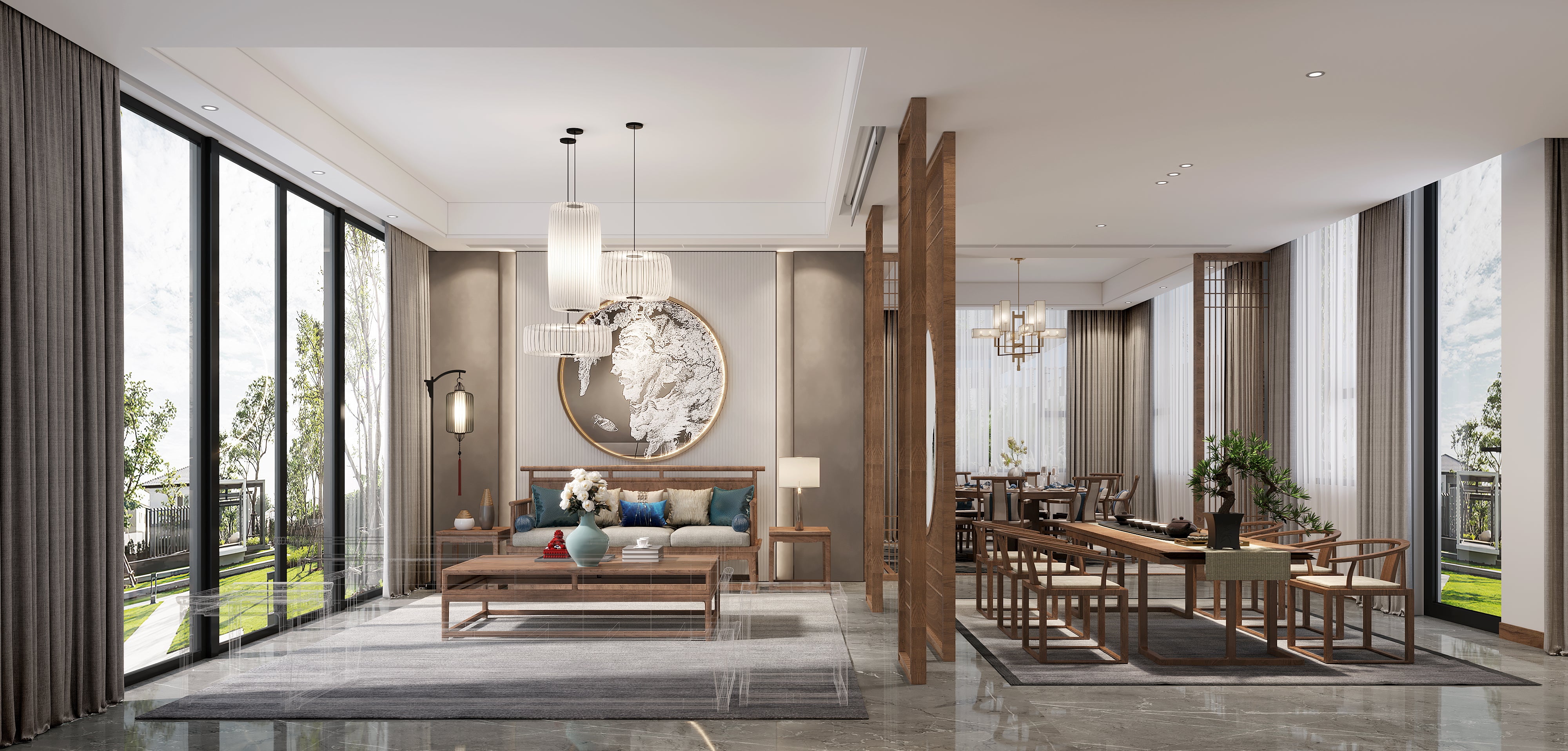 New Chinese Style Villa Design Architecture Design and Landscape Design ...