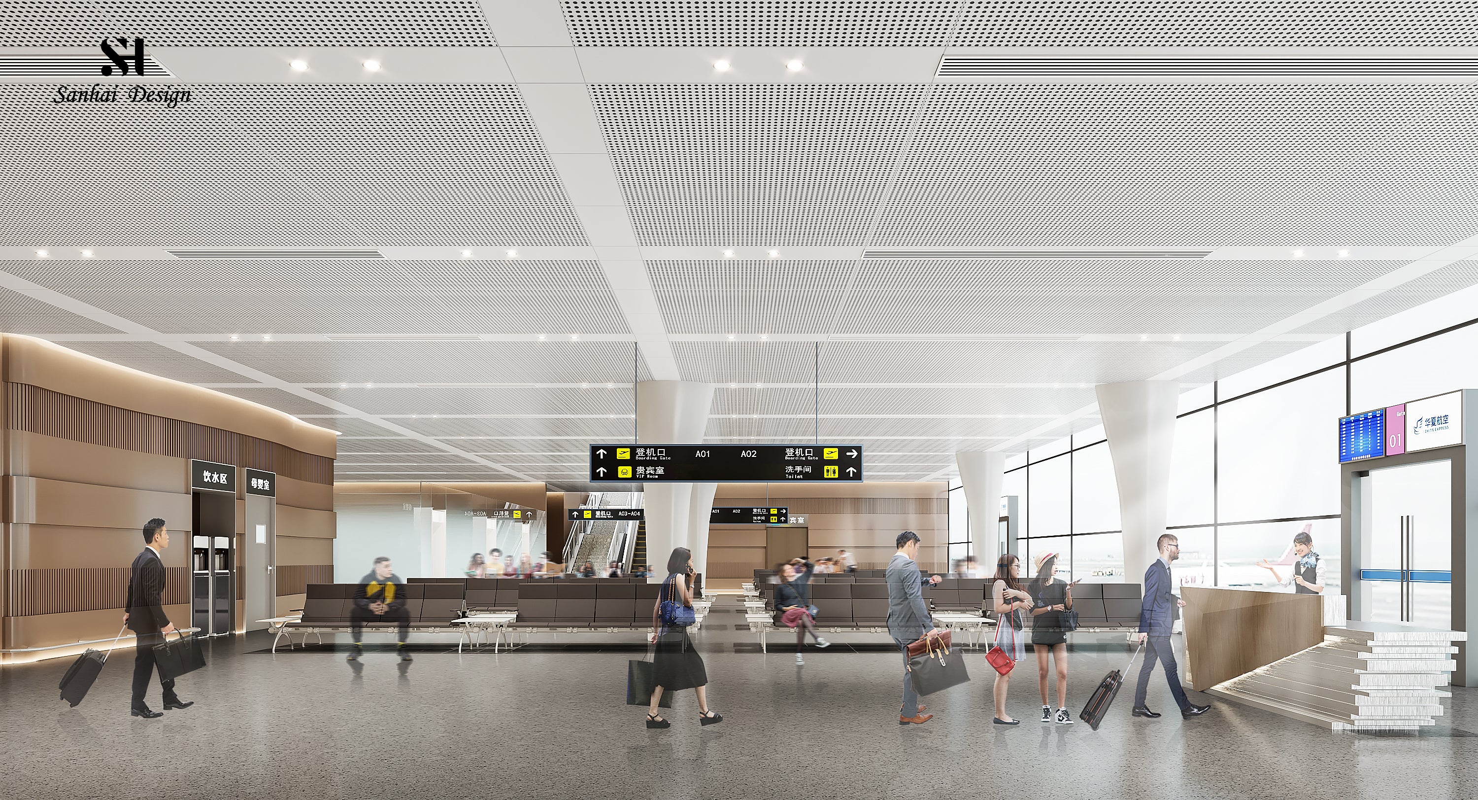 airport interior design rendering