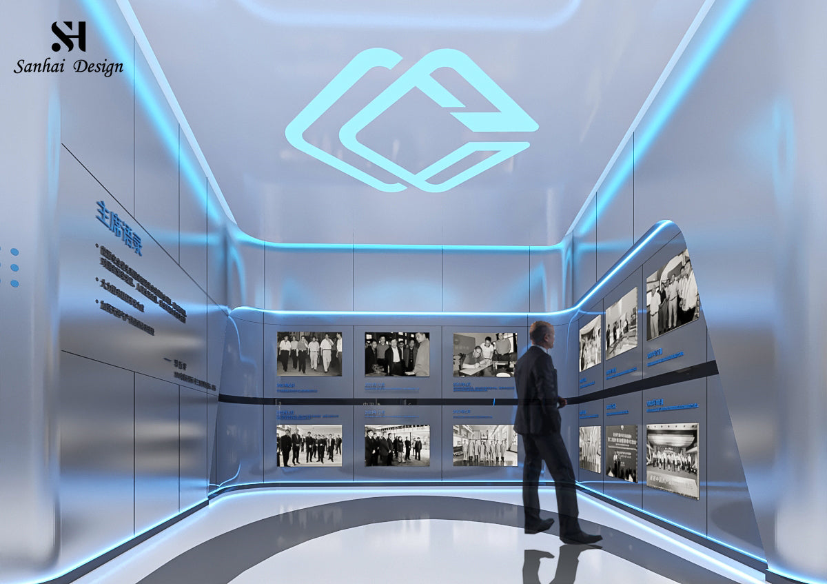 Interior design of futuristic exhibition hall